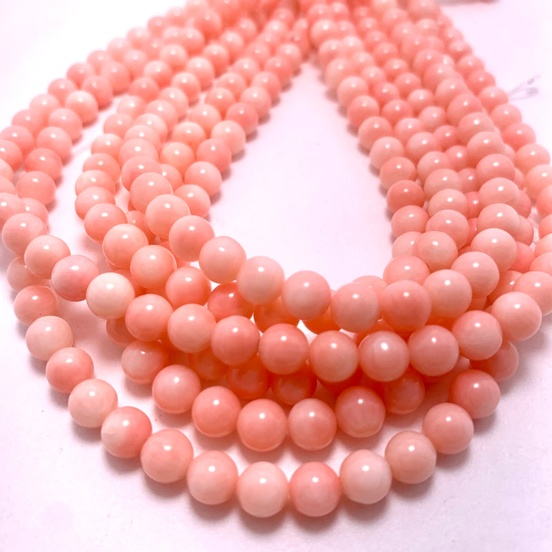 Pink Coral Round Beads, 6mm