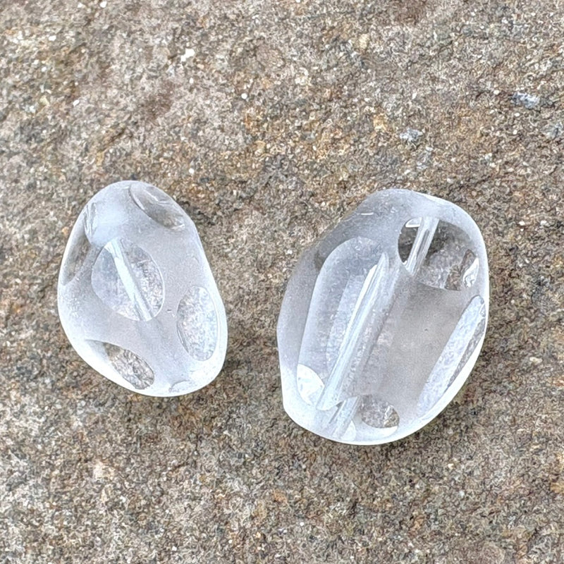 Crystal Quartz Faceted Nugget Beads – 9x14mm (Set of 2)