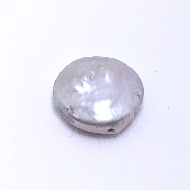 Coin-Shaped Freshwater Pearl Focal Bead, Silver Grey 0-12mm