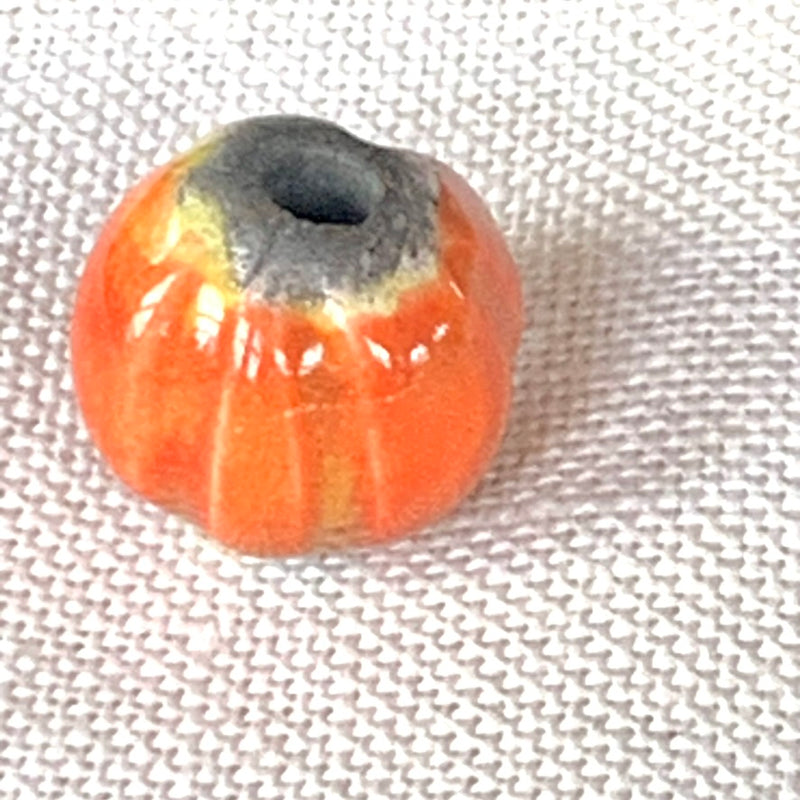 Ceramic Pumpkin Bead, 14mm