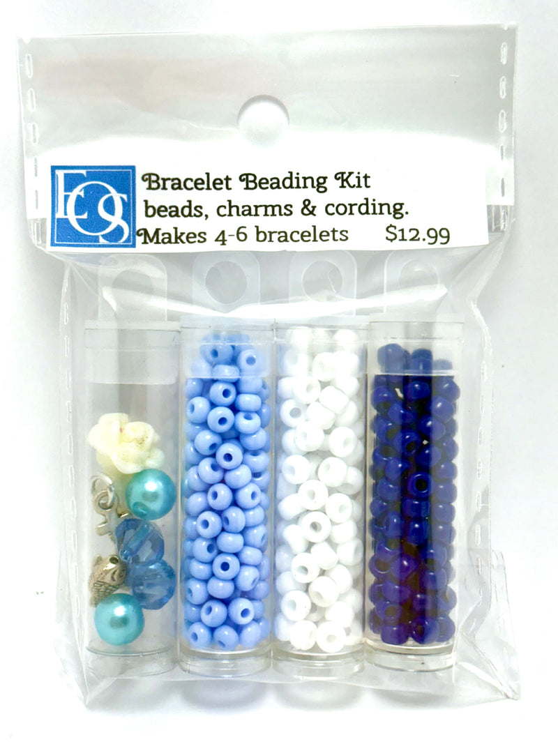 Beaded Bracelet Making Kit – DIY Jewelry Craft Kit for All Ages, Blues & White