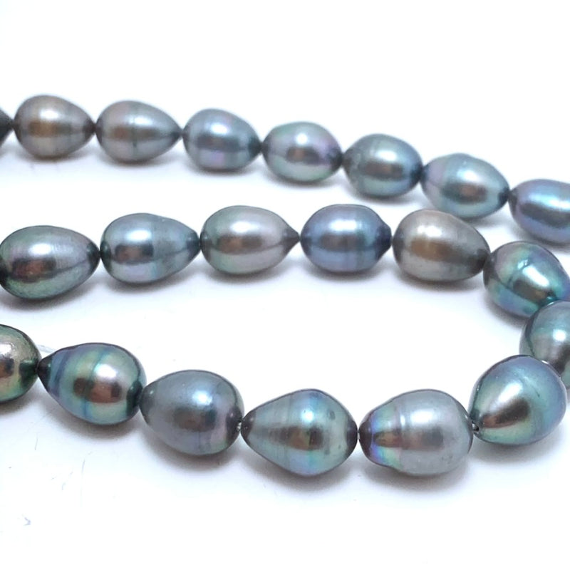 Blue Grey Iridescent Teardrop Pearls, 10-12mm