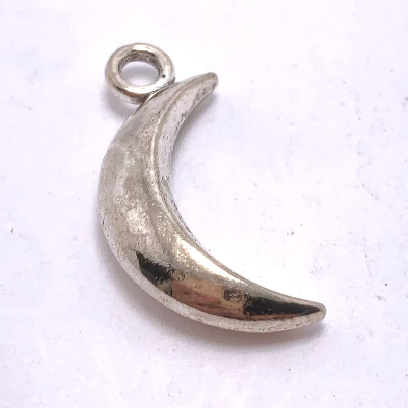 Silver Plated Crescent Moon Charm,30x7mm