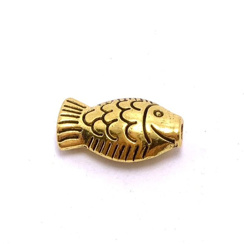 Gold Plated Small Fish Bead, 9x17mm