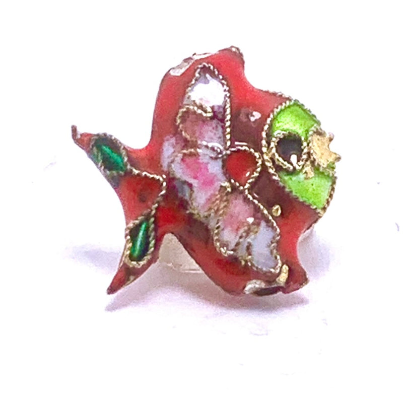 Cloisonne Fish Bead, Pink 18mm