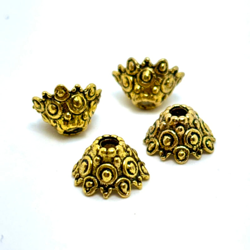 Gold Plated Ruffled Bead Caps – 7×12mm (Pack of 4)
