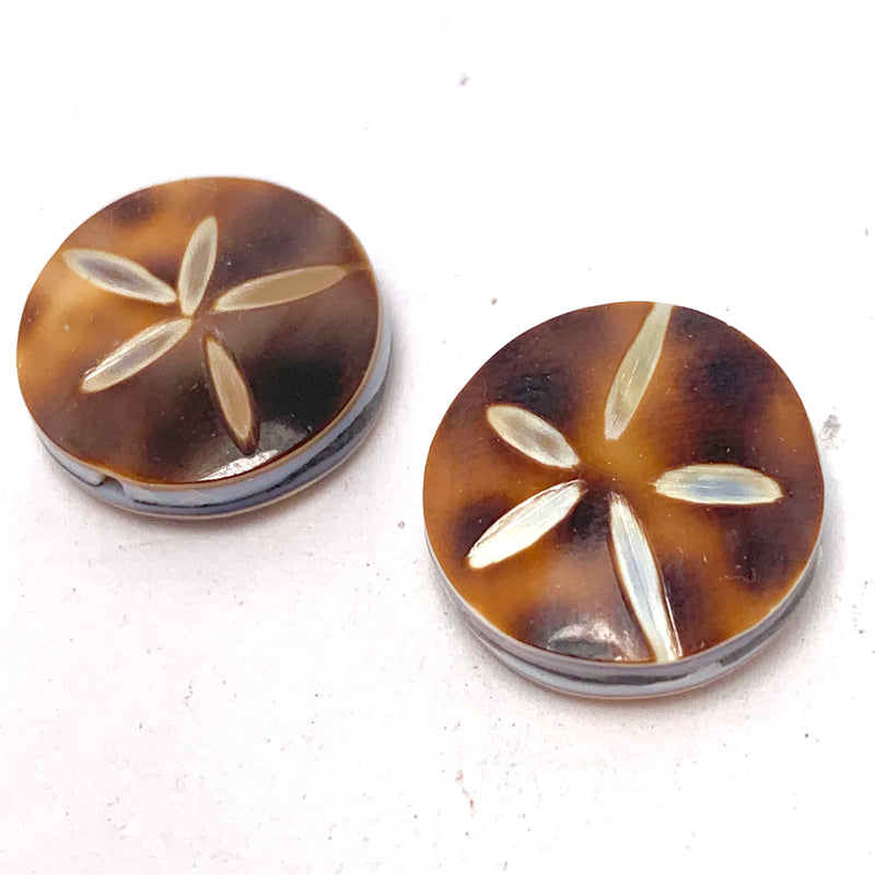 Starfish Shell Coin Bead, 15mm