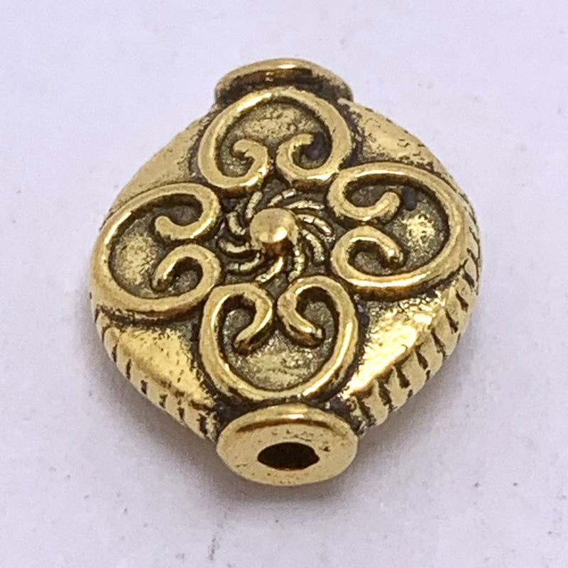 Gold Plated Clover Imprinted Bead, 14mm