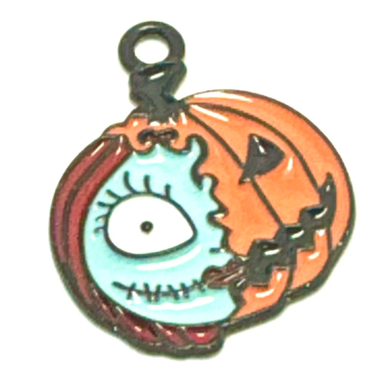 Spooky Pumpkin Charm, Orange & Blue, 27mm