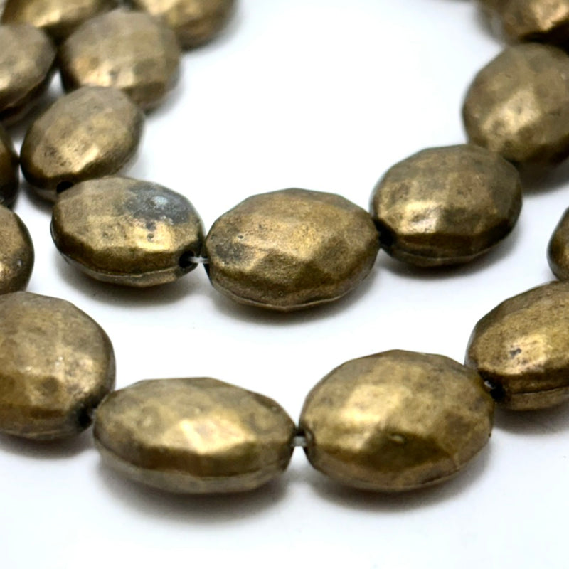 Textured Bronze Oval Beads, 14mm