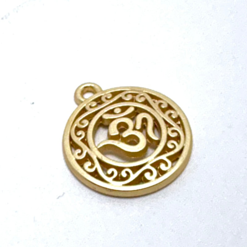 Ohm Coin Charm, 15mm Gold
