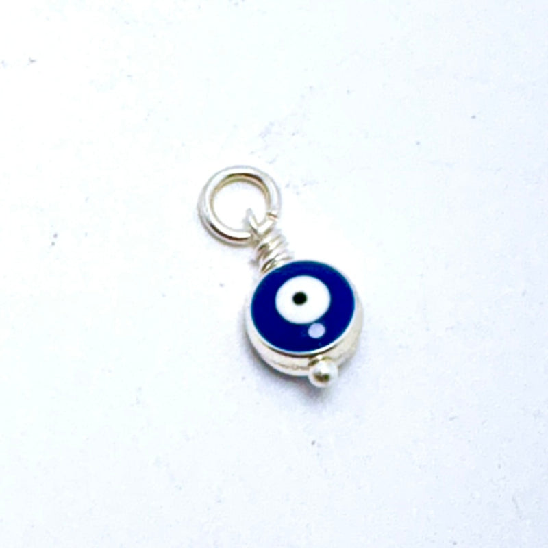 Evil Eye Charm, 10mm Silver