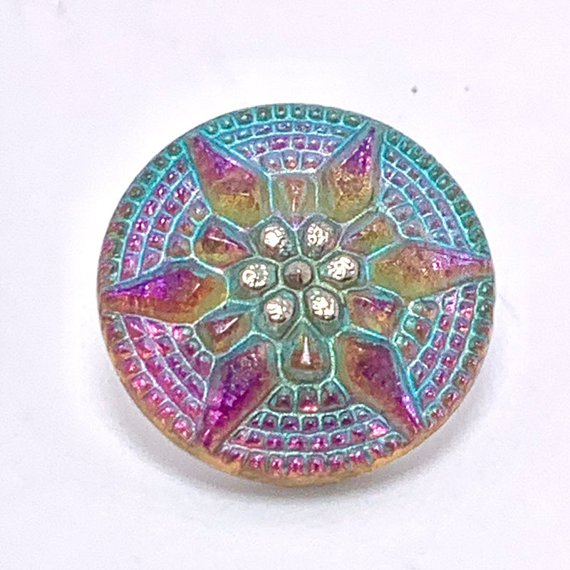 Star Czech Button 18mm Turquoise Violet