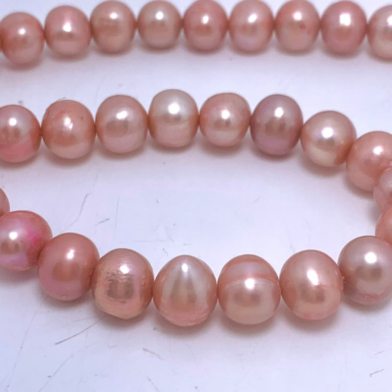 Round Dusty Rose Freshwater Cultured Pearls, 8-10mm