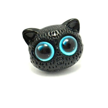 Black Cat Face Bead, 15mm