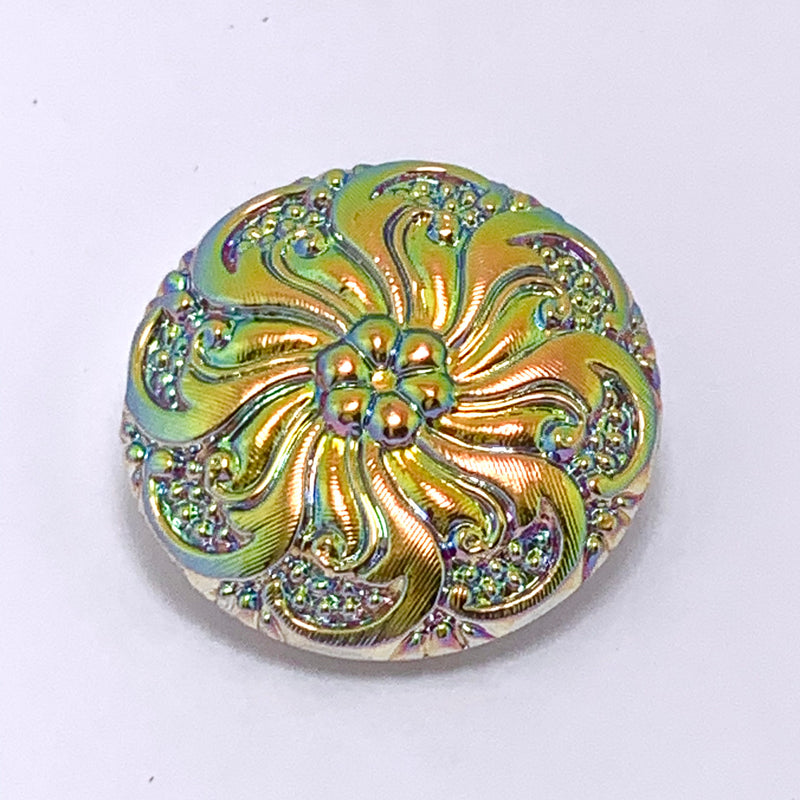 Open Flower Czech Button 27mm Gold Vitrial