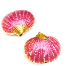 Cloisonne Shell Bead, Coral 20mm