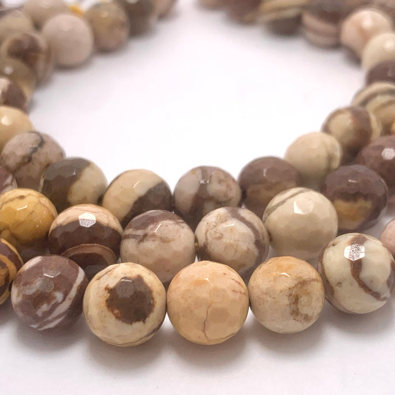 Zebra Jasper Faceted Round Gemstone Strand, 8mm
