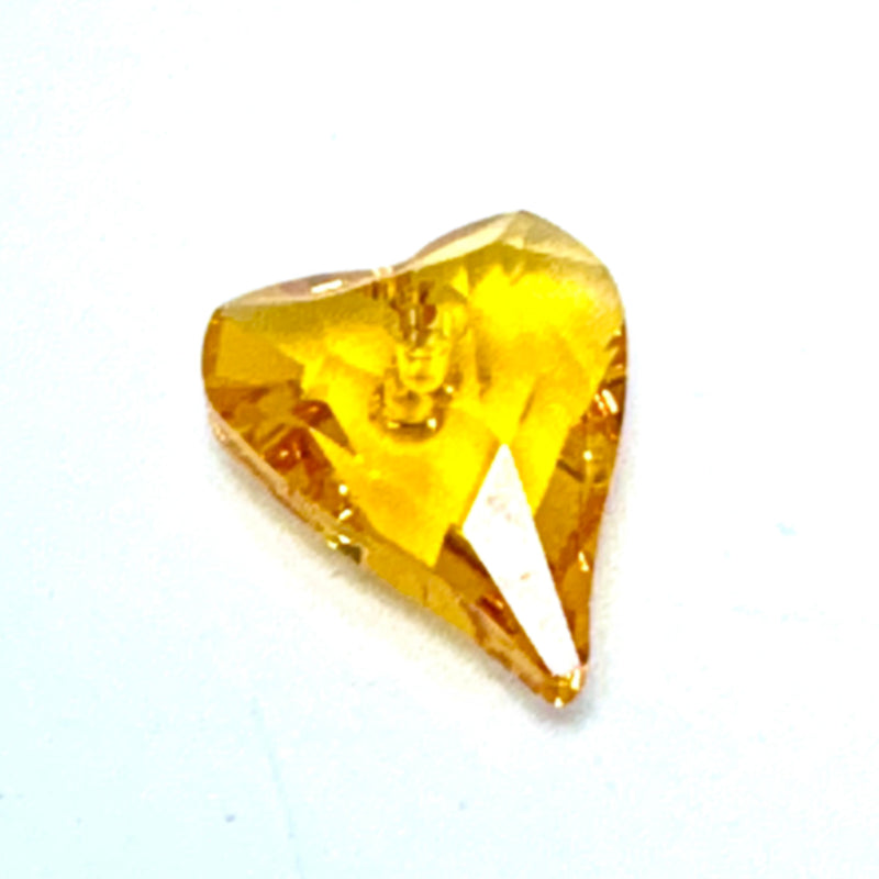 18mm Amber Swavorski Crystal Wild Heart Faceted Pendant
