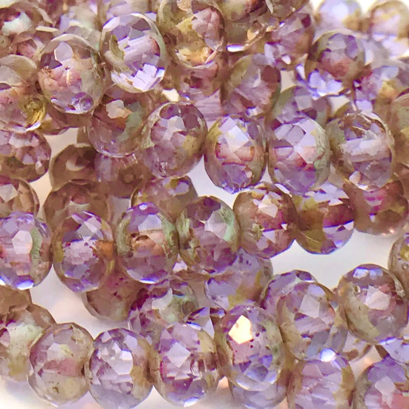 Rondelle Czech Glass Beads Thistle with Picasso 5x7mm