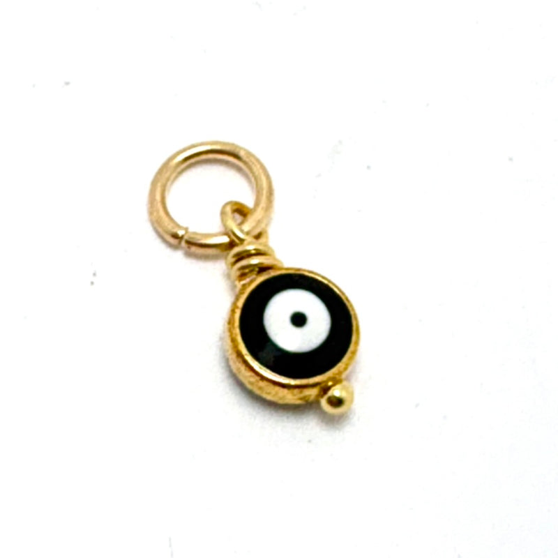 Black Evil Eye Charm, 10mm SIlver