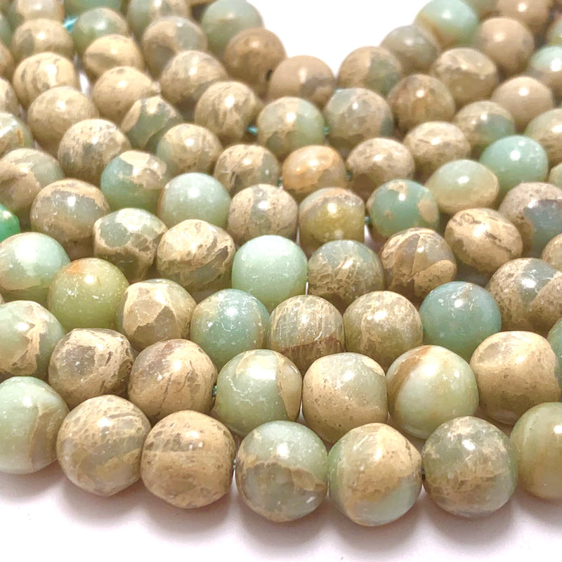 Aqua Terra Jasper Faceted Round Gemstone Strand, 8mm