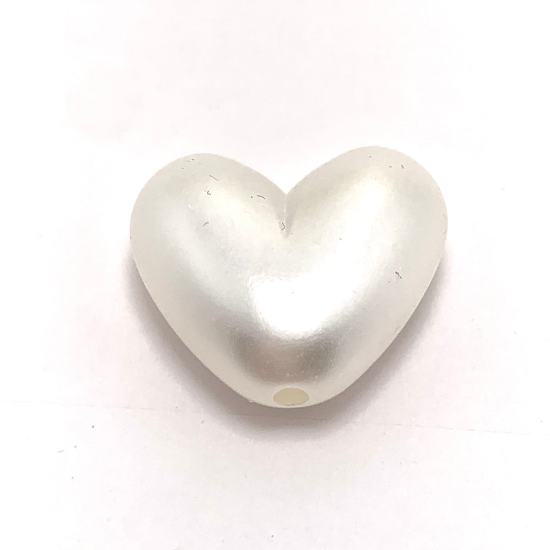 White Heart Acrylic Bead , 20mm