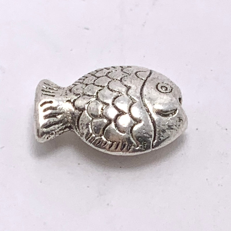 Silver Plated Small Fish Bead, 9x13mm
