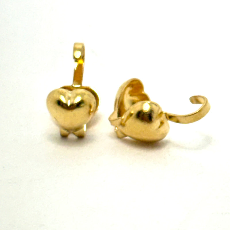 Clamshell Bead Tips Heart Shaped, Gold Plated