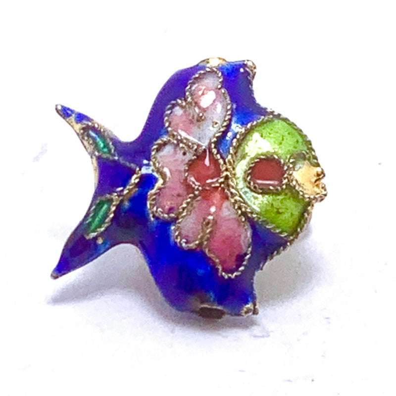 Cloisonne Fish Bead, Blue 18mm