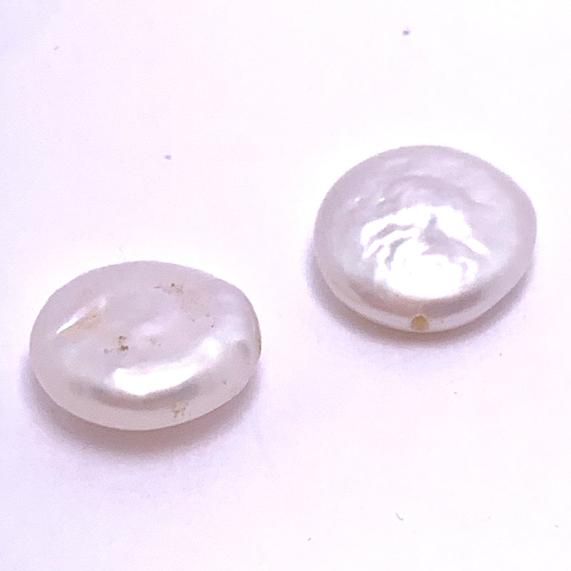 Coin-Shaped Freshwater Pearl Focal Bead, White 0-12mm