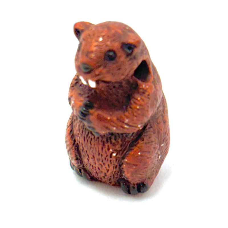 Peruvian Ceramic Brown Beaver Bead