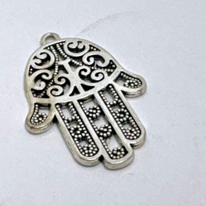 Hamsa Hand Charm, 36mm Silver