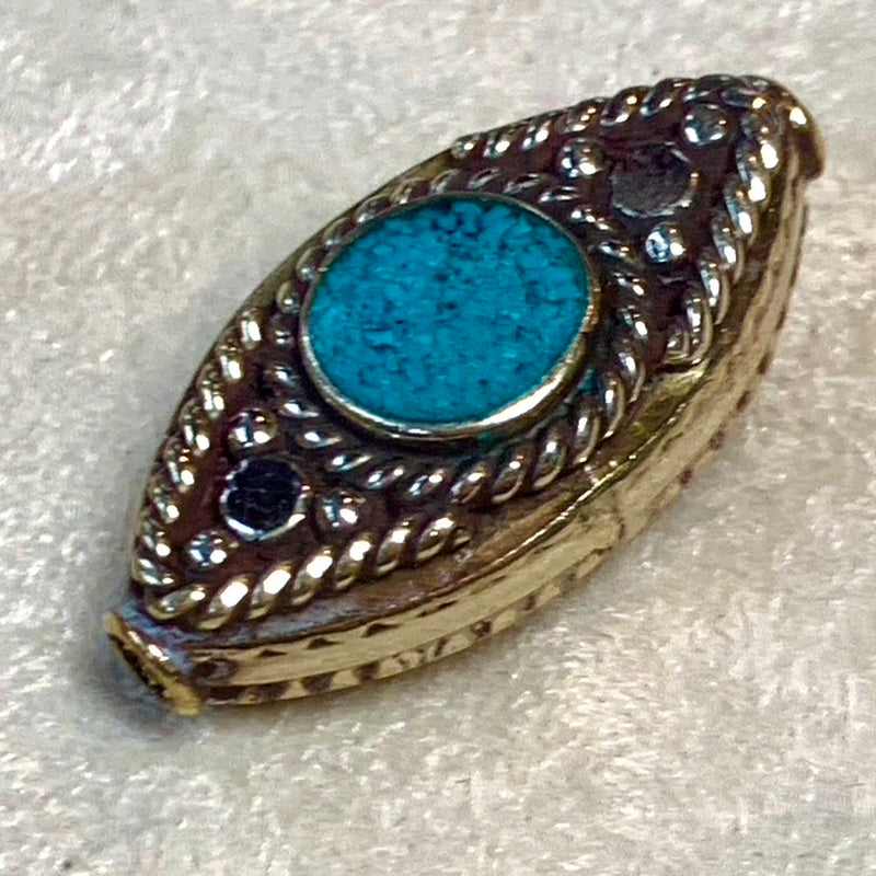 Turquoise Inlay Eye Tibetan Bead