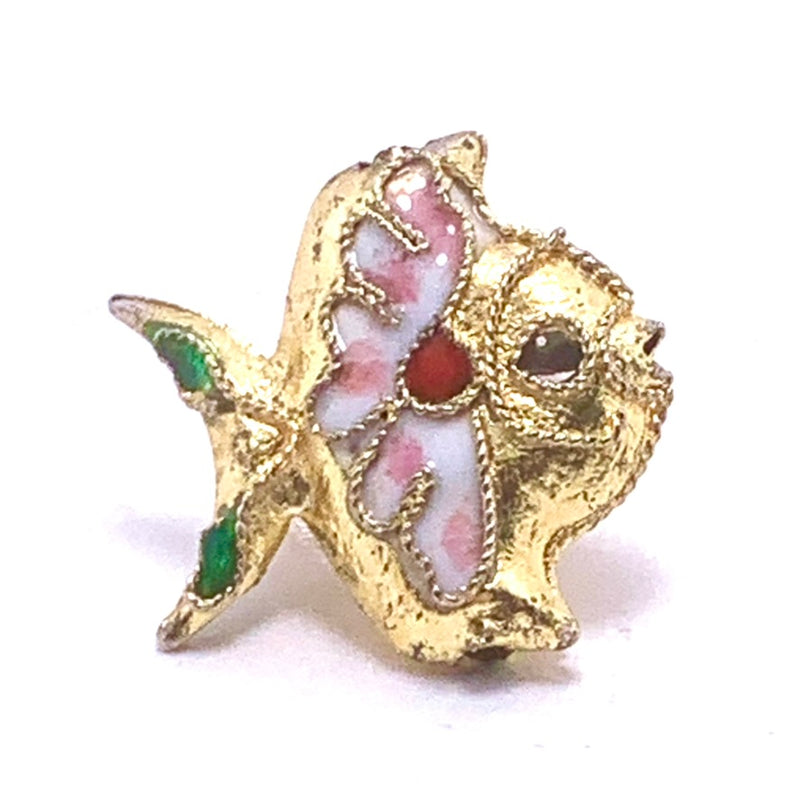 Cloisonne Fish Bead, Gold 18mm