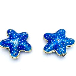 Cloisonne Starfish Bead, Blue 20mm