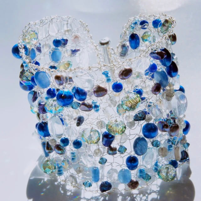 Bermuda Blues Woven Gemstone Cuff