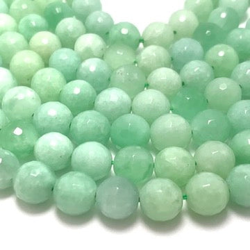 Russian Amazonite Faceted Round Gemstone Strand, 8mm