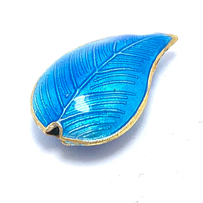 Cloisonne Leaf Bead, Blue 30mm