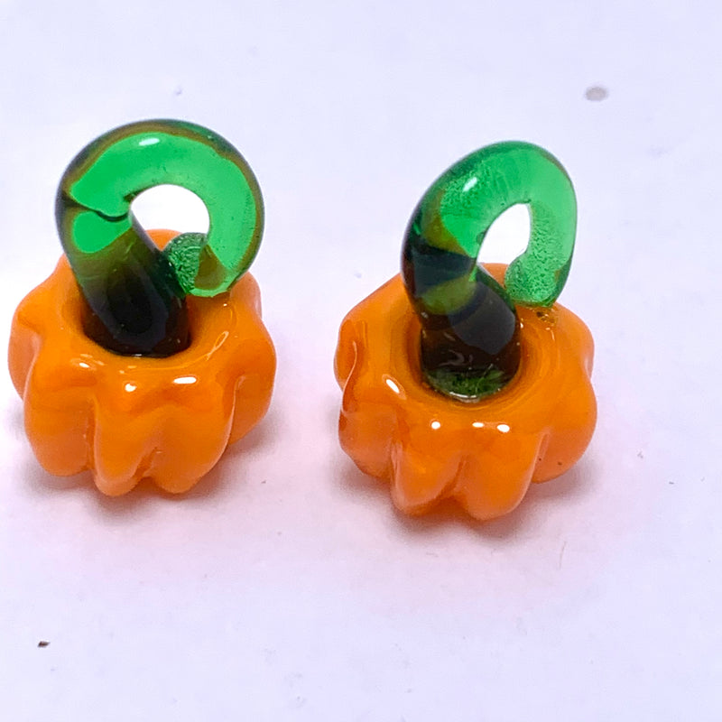 Lampwork Glass Pumpkin Charm, 18mm