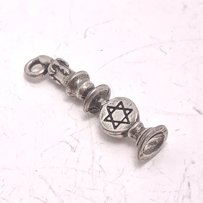 Chanukha Menorah Charm, Silver Plated