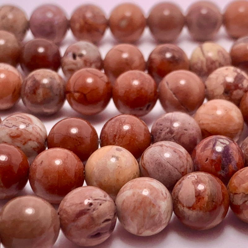 Pink Porcelain Jasper Round Gemstone Strand, 8mm