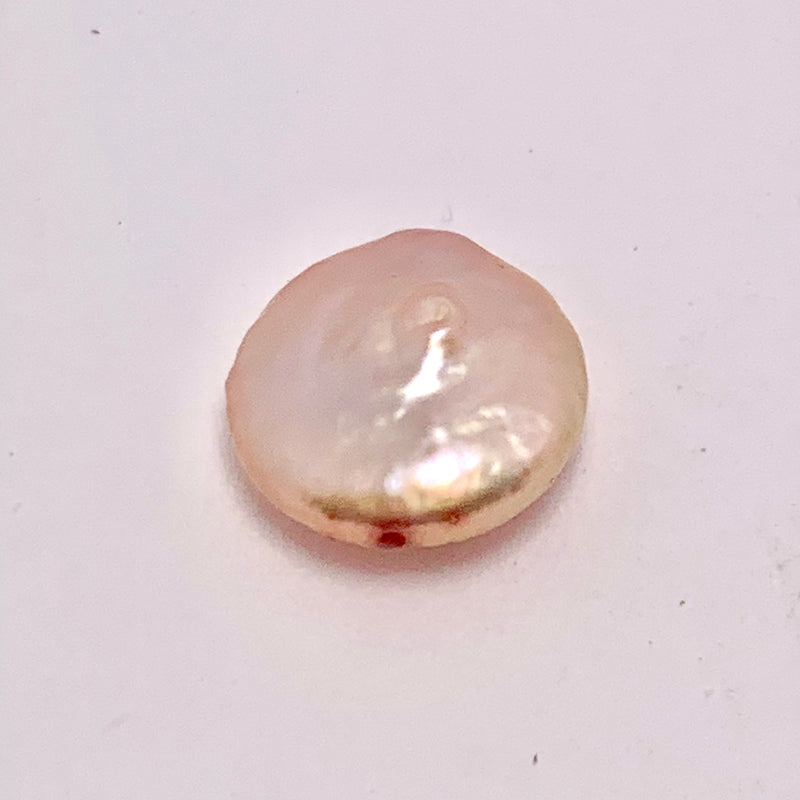 Coin-Shaped Freshwater Pearl Focal Bead, Pale Pink 0-12mm