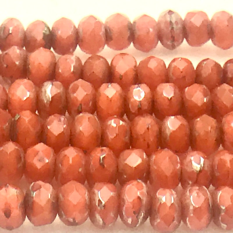 Rondelle Czech Glass Beads 4x6mm Burnt Orange