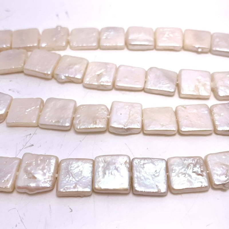 White Freshwater Pearls, Square 8mm