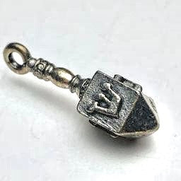 Chanukah Dreidel Charm, Silver