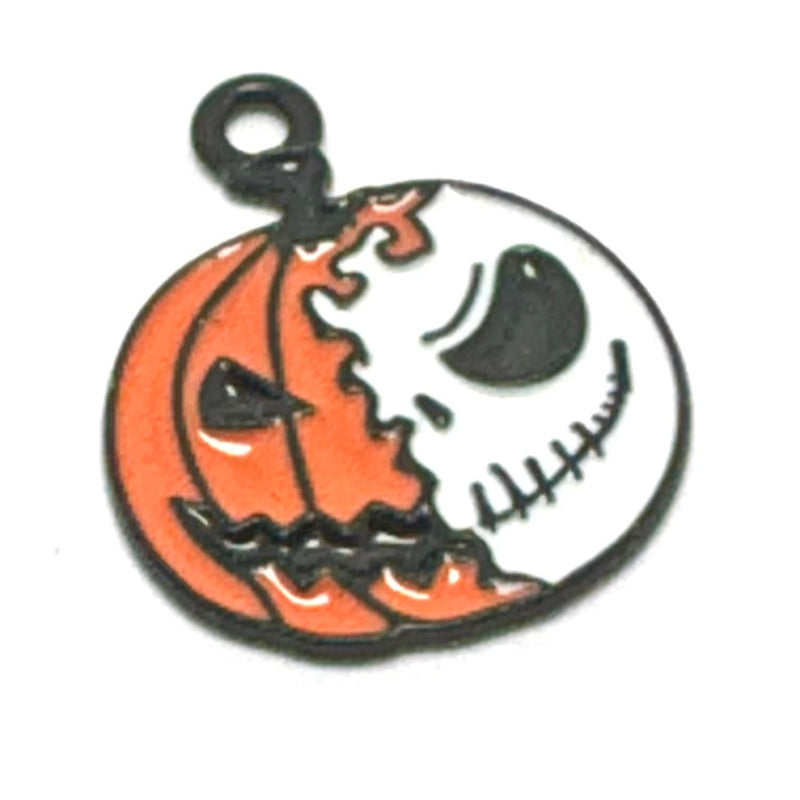 Spooky Pumpkin Charm, Orange & White 27mm
