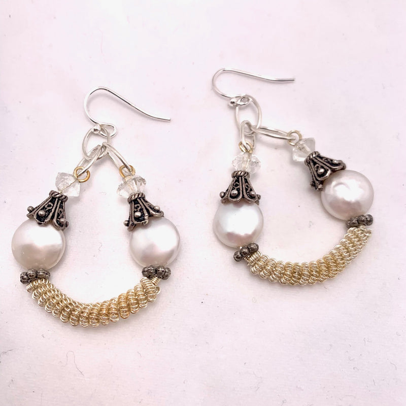 Twisted Hoop & Pearl Earrings, Tues 7/28 4-6pm