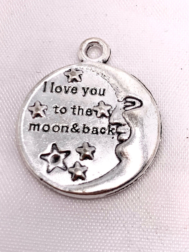 Love You to the Moon & Back Charm, Silver