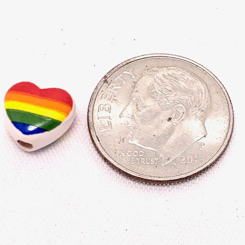 Rainbow Pride Heart Peruvian Ceramic Bead